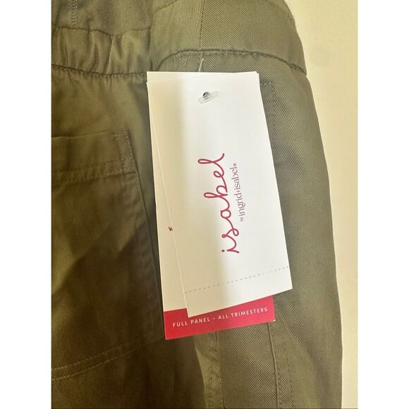 Isabel Maternity Over The Belly Green Barrel Leg Pants Size Large - Picture 3 of 5